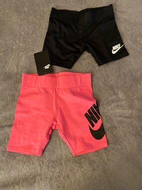 Nike Girls' Athletic Bike Shorts - Black & Hot Pink